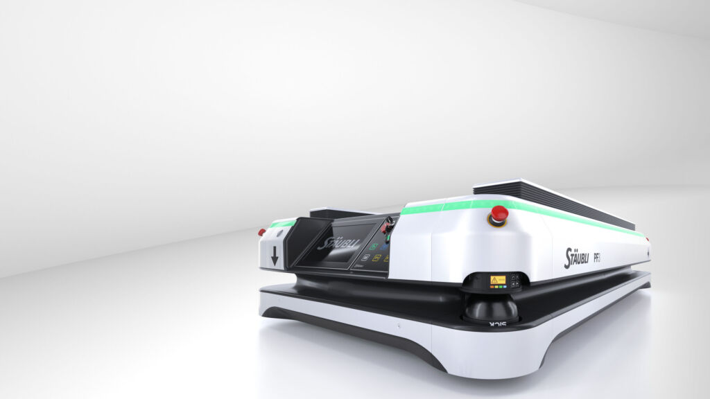 Zusammenspiel von KI, AGV und Steuerungskompetenz 1 Staeubli PF3 mobile Transportplattform