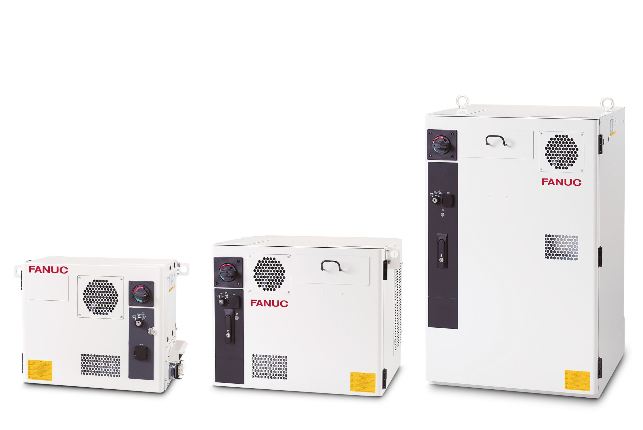 Fanuc-Highlights auf der Automatica 7 Die neue Robotersteuerung R-50iA gibt es in drei Gehäusevarianten.