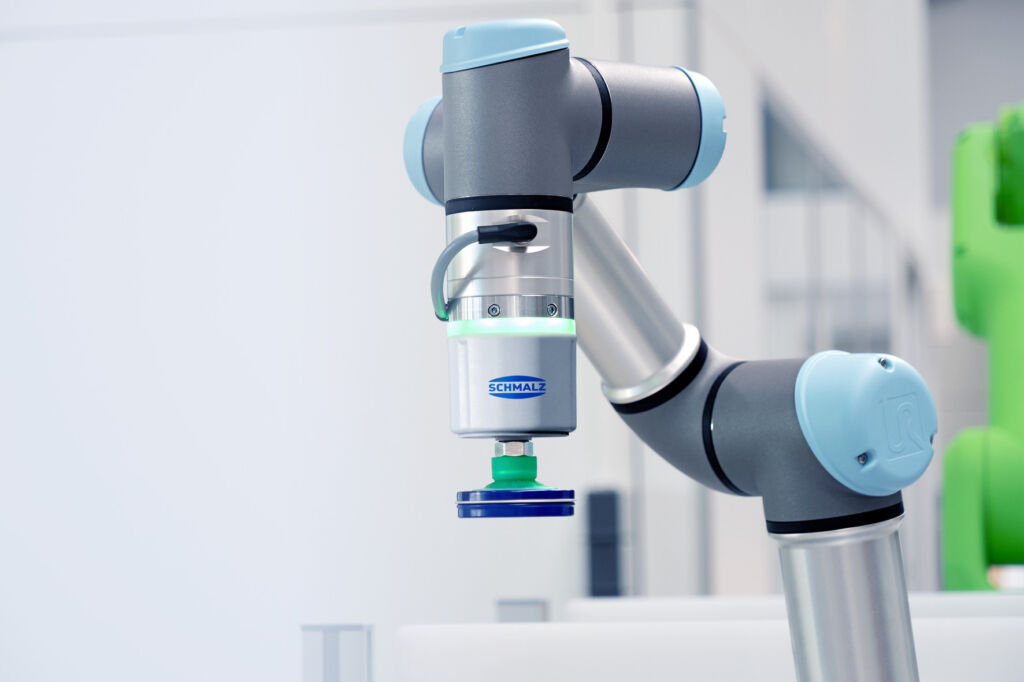 Lösungen für die automatisierte und manuelle Kommissionierung 2 Geringe Abmessungen und geringes Gewicht prädestinieren den Vakuum-Erzeuger ECBPMi für Roboter mit Traglasten bis drei Kilogramm.