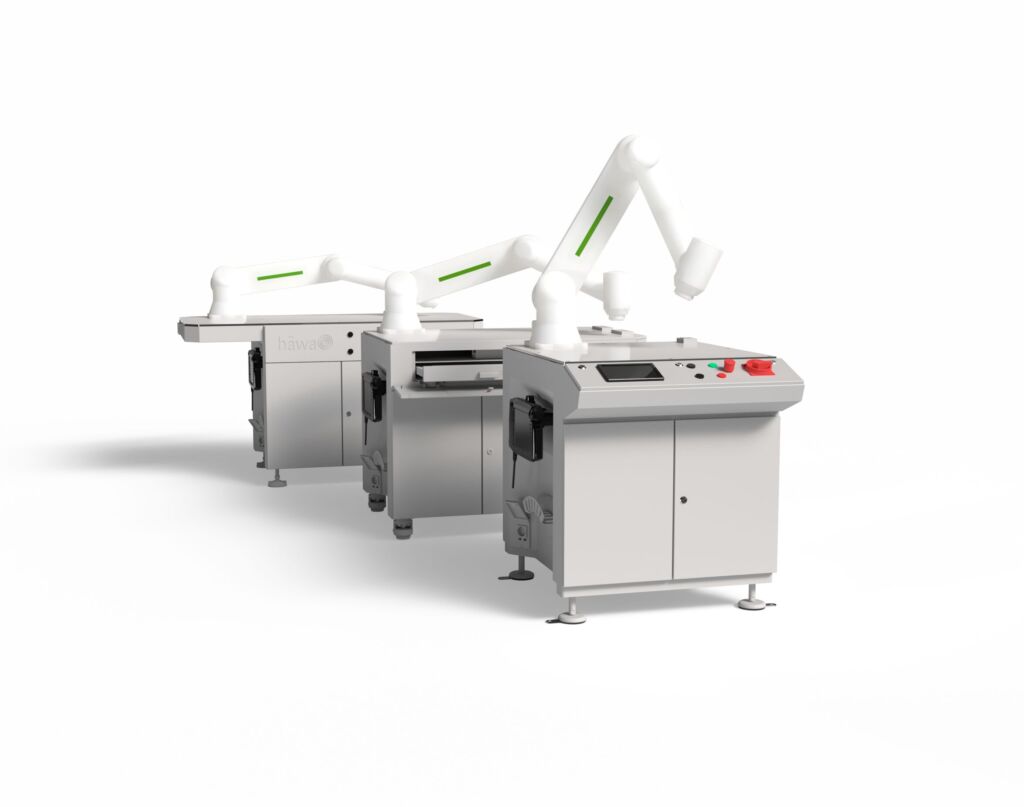 Skalierbare Cobot-Arbeitsplätze 1 haewa modulare Cobotgestelle Tischgroessen