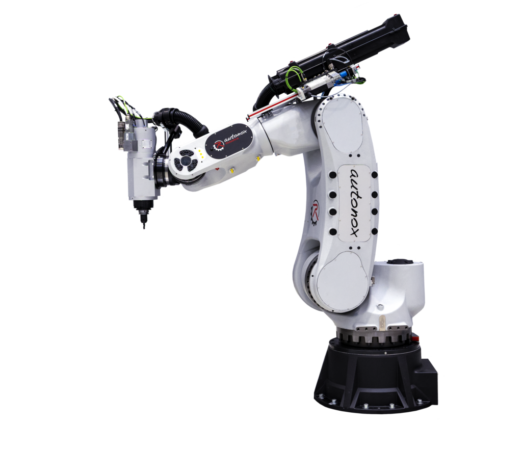 Maßgeschneiderte Robotermechaniken 2 Die von Autonox entwickelte Hybridmechanik mit Fräspindel kann sogar zum Fräsen von vergütetem Stahl zum Einsatz kommen.
