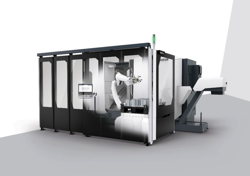 Leistungsfähige Produktionsassistenten 1 Die Robo2Go-Baureihe von DMG Mori lässt sich auch noch nachträglich in die Fertigung integrieren.