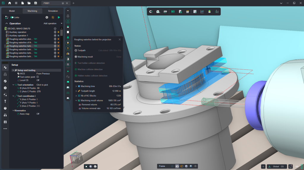 Update für Ency 1 Material statistics for the machining result
