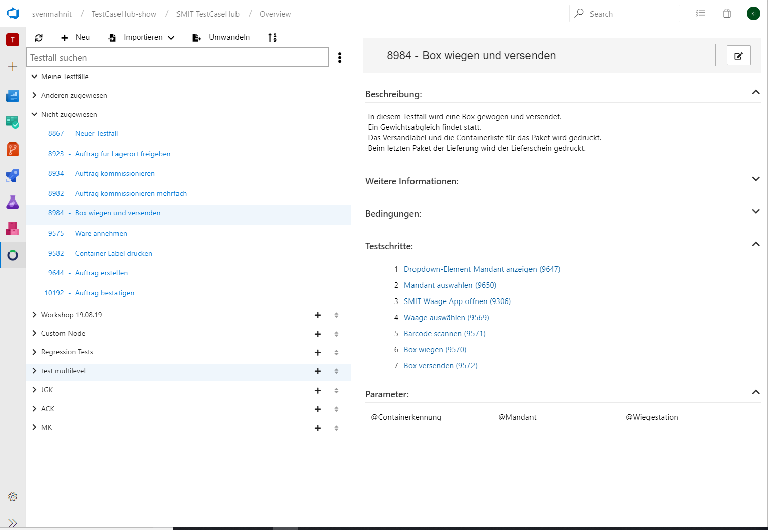 Verwaltungslösung für Software-Testfälle