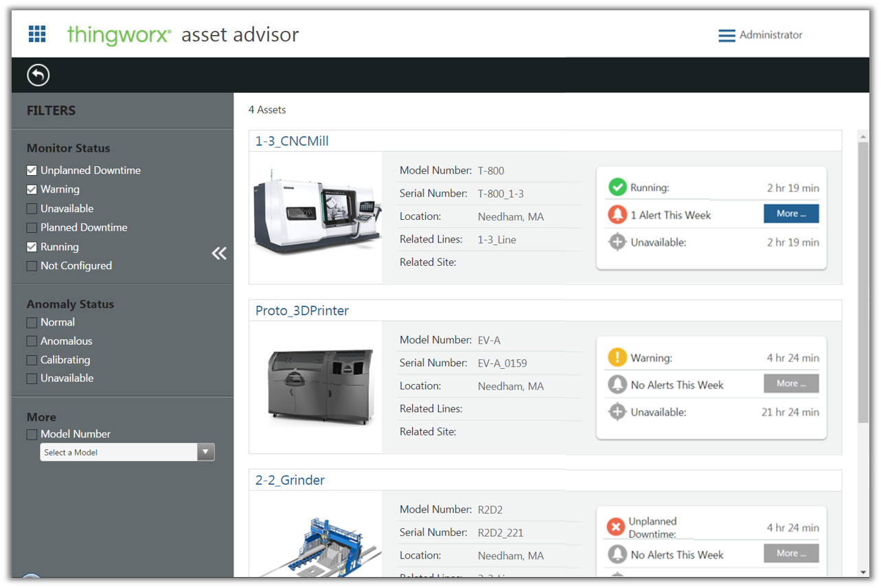 PTC-Apps für Kennzahlen und Maschinenüberwachung 2 PTC-Apps für Kennzahlen und Maschinenüberwachung
