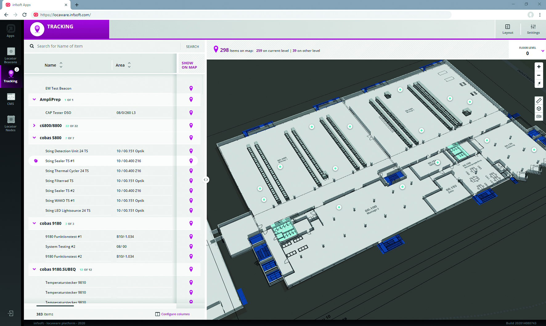 Infsoft-System für Asset Tracking