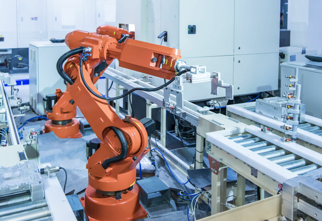 Ist-Zustand der Anlagen millimetergenau digitalisiert 1 Automatic industrial robotic robot working industry 4.0 and technology concept