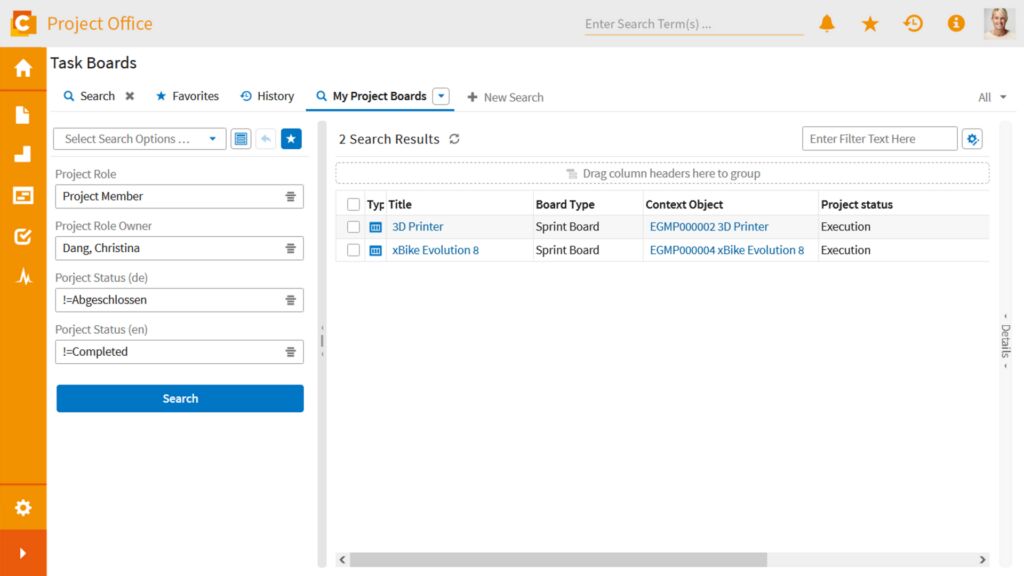 Contact Software
stellt Release vor 1 Tabellarisch aufgelistet finden Nutzer*innen zu ihren individuellen Suchkriterien passende Task Boards.
