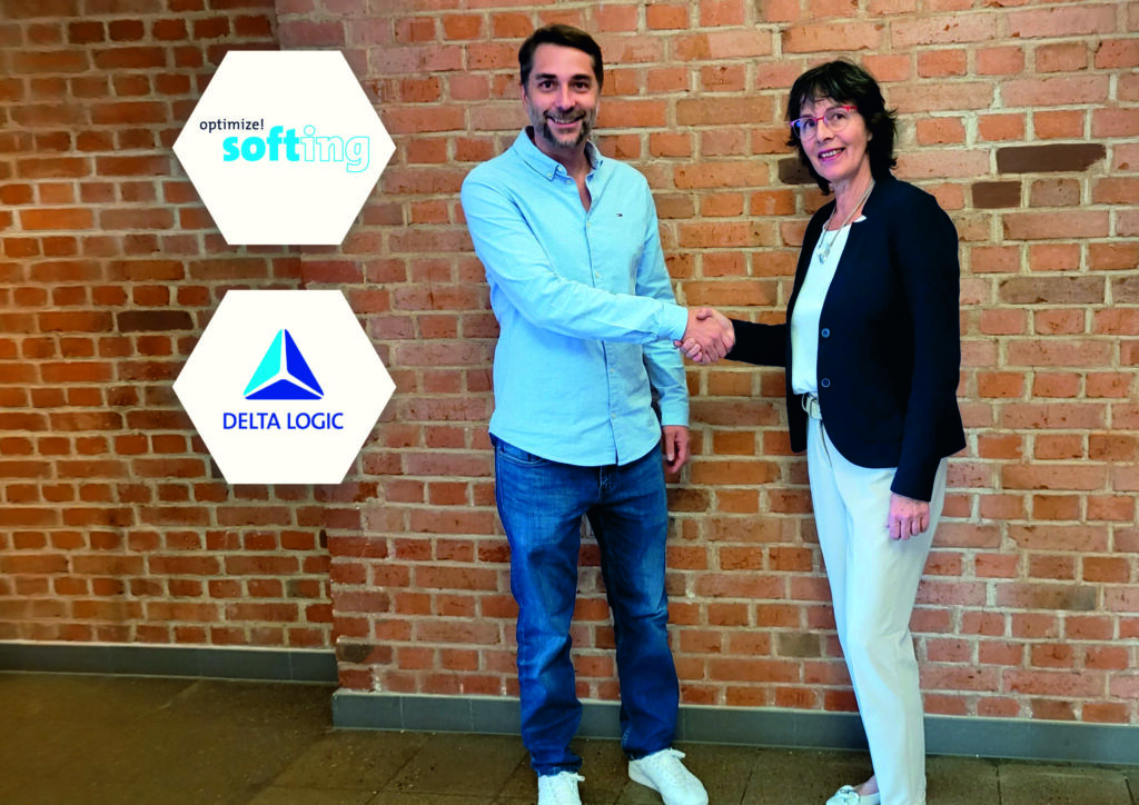 Thomas Hilz (links), Gesch&auml;ftsf&uuml;hrer der Softing Industrial, mit Petra H&ouml;nle, bisherige Gesch&auml;ftsf&uuml;hrerin von Delta Logic. 