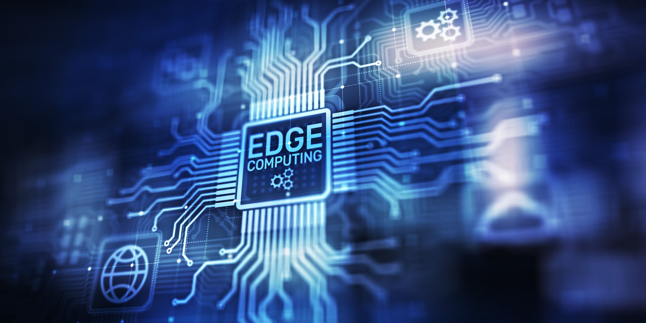 Edge computing modern IT technology on virtual screen concept