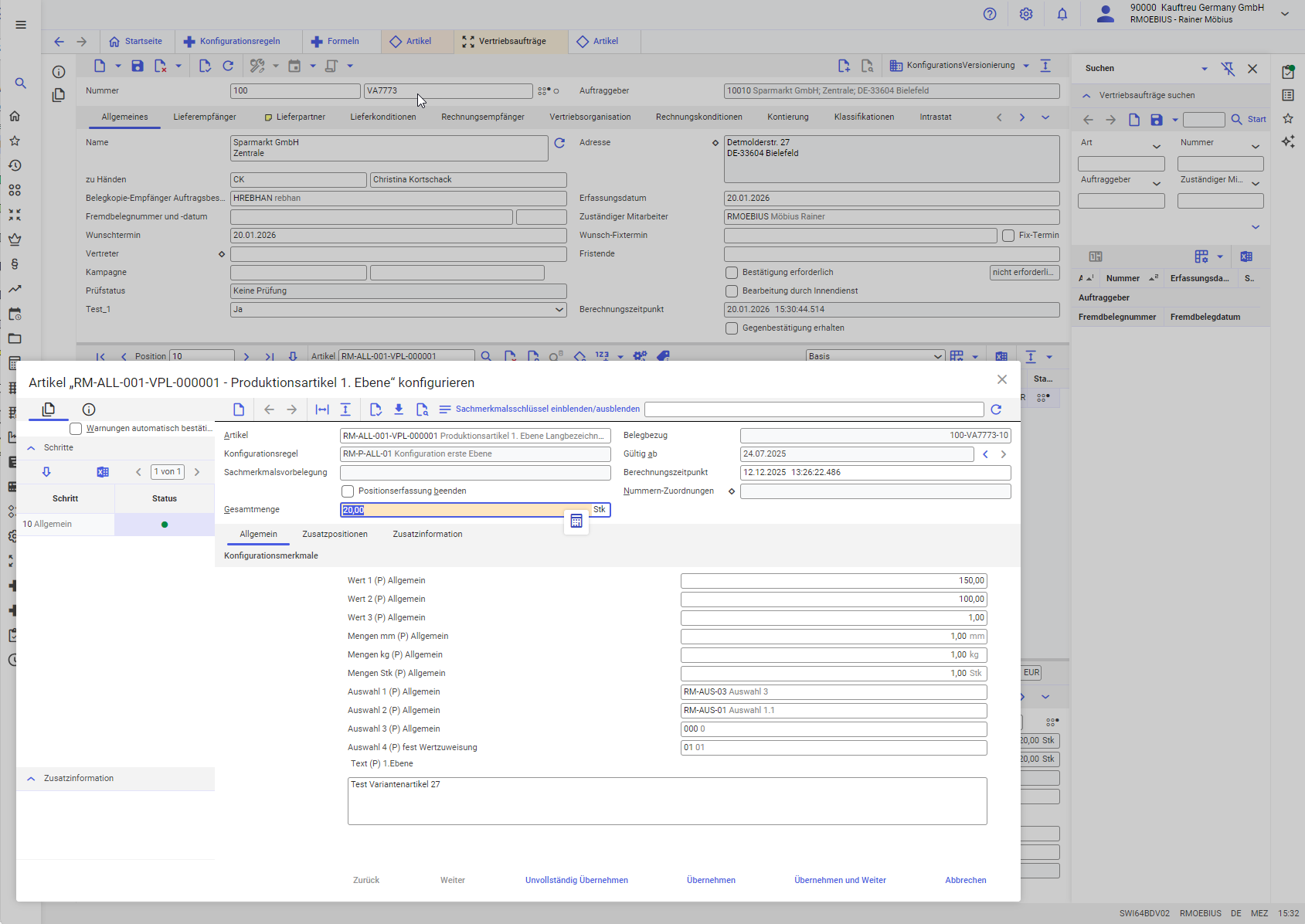 Cockpits und Versionierungfür Variantenfertiger-ERP