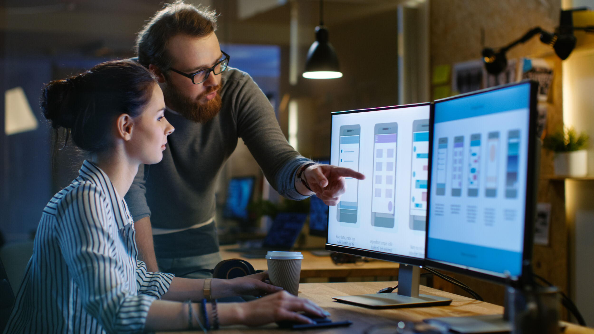 Female UX Architect Has Discussion with Male Design Engineer Th