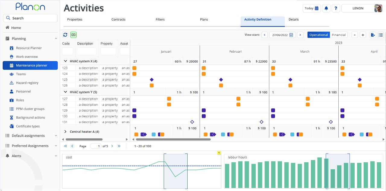 Predictive Maintenance über Systemgrenzen hinweg 20 Planon Screenshot Wartungsplan