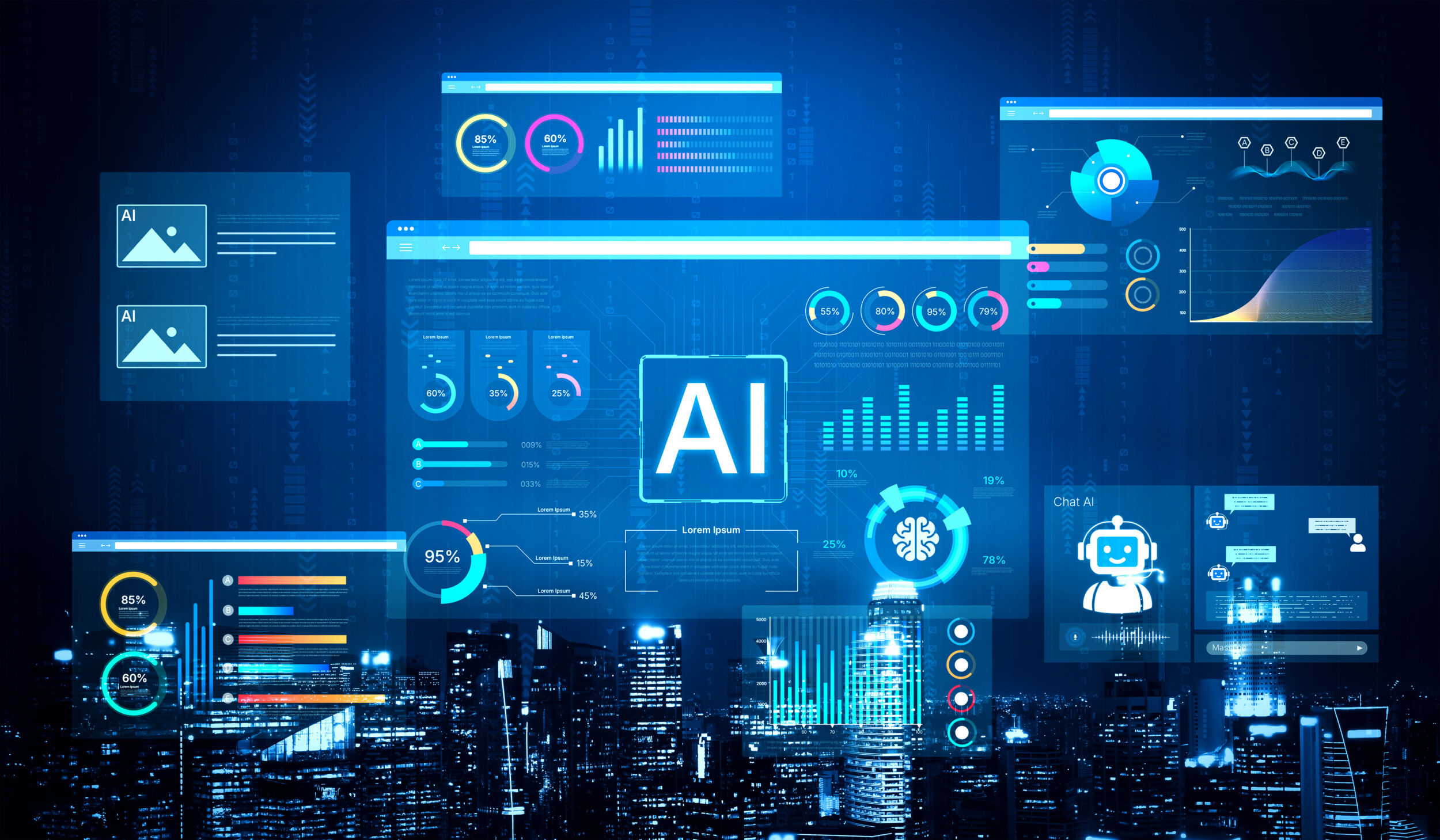 AI Data Analytics Dashboard with Financial Charts and BI Interface. Corpus