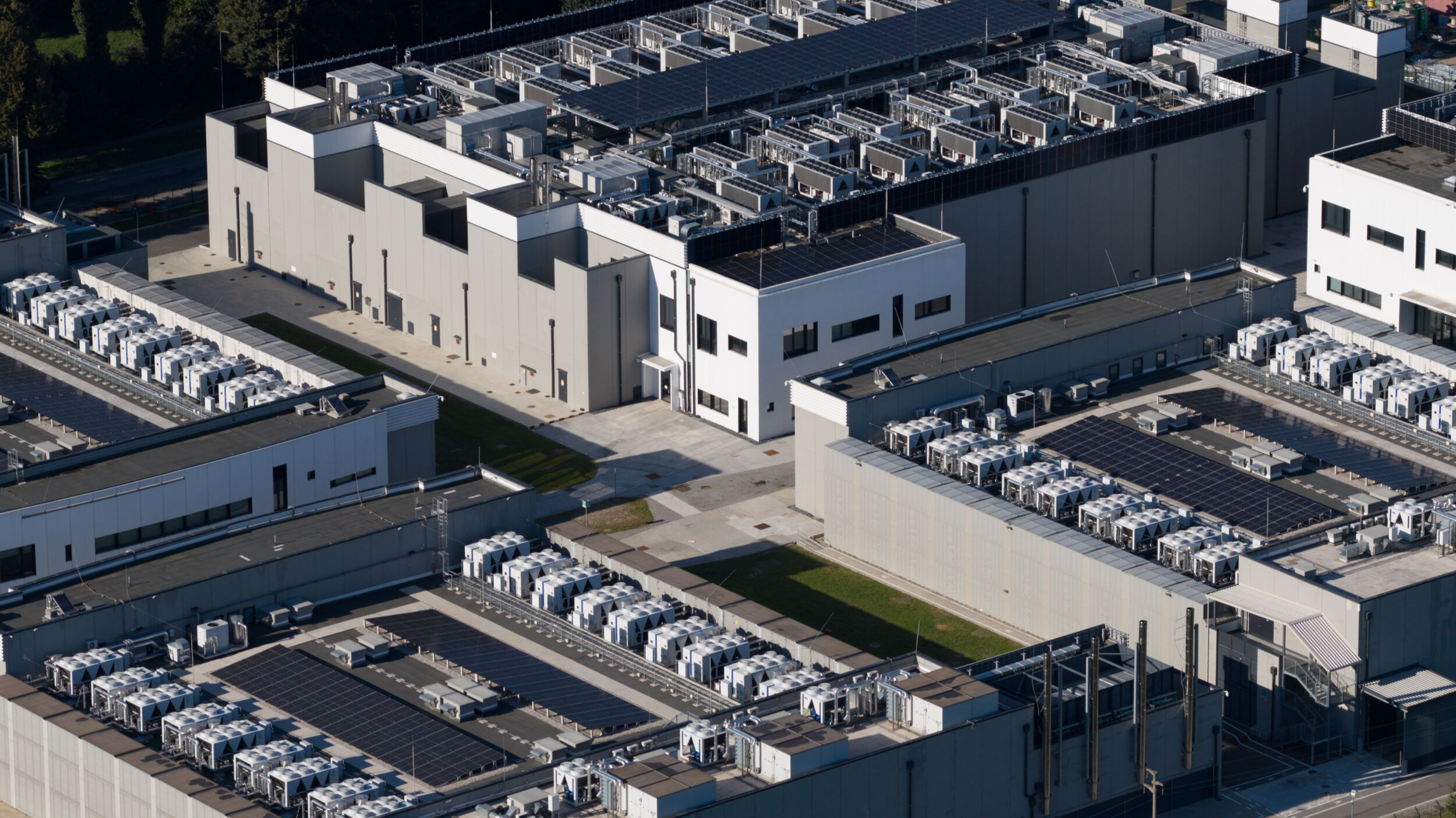 Close up details of data center computing center high consumption electricity. Cooling and emergency power