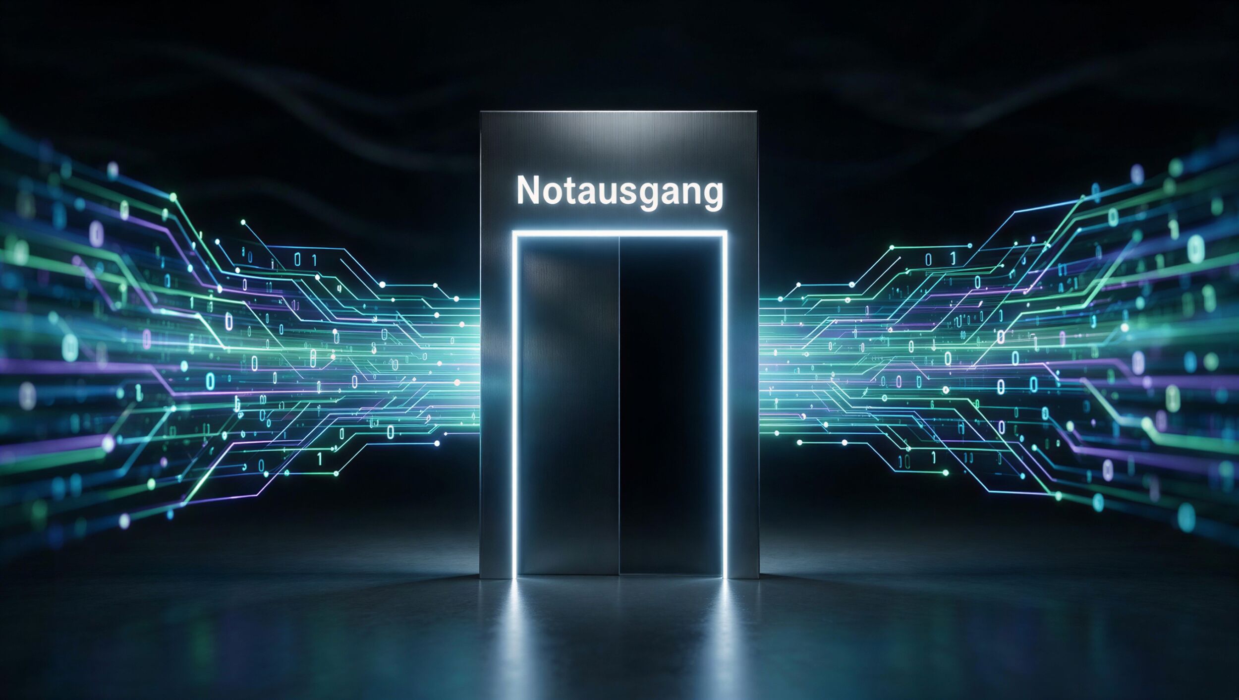 Beim Ausfall greift der Notfallplan 13 Symbolbild KI Notausgang Bildquelle Neurawork AI Leonardo.ai KI generiert