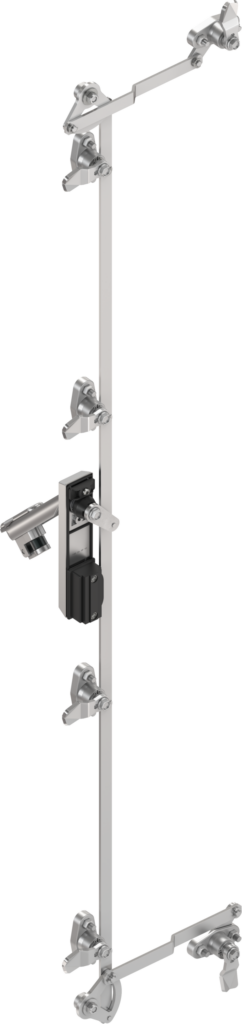 Modulare Lösungen für jede Anwendung 1 Bild 2 | 6-Punkt-Mehrfachverriegelung in geschlossener Position mit Dreh-Spann-Verschlussfunktion und 2x 90° Eckumlenkung komplett in Edelstahl.