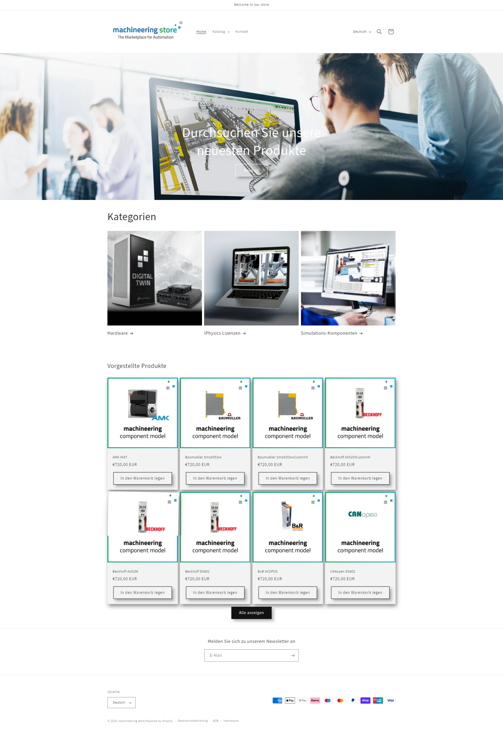 Online Store von Machineering für Simulation und Digital Twin