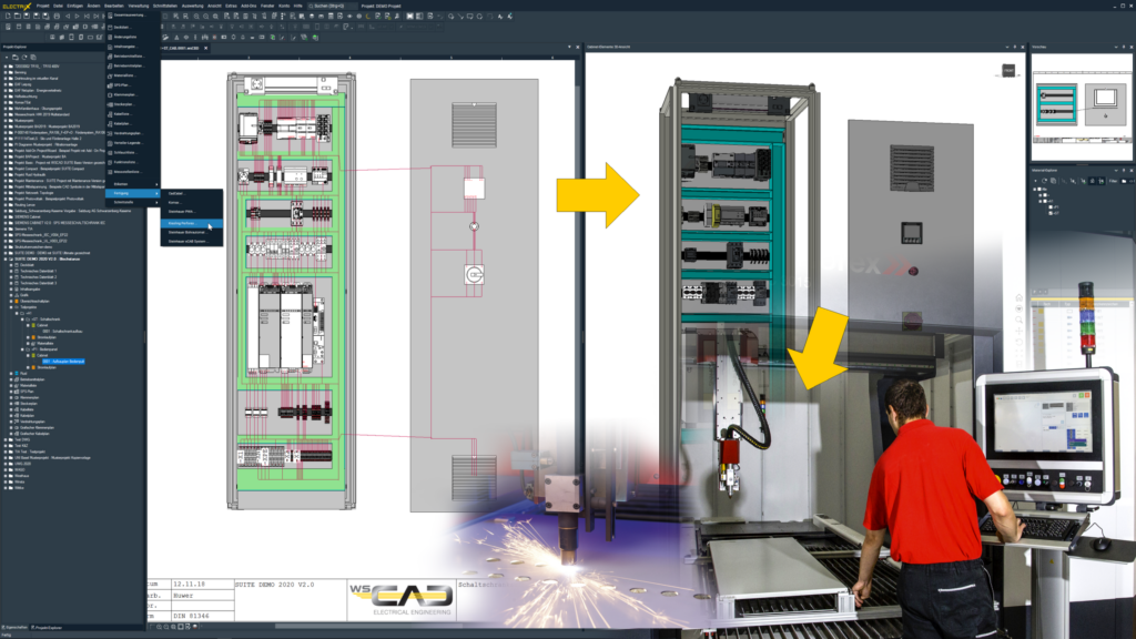 Zeitgewinn durch optimierte Arbeitsabläufe 3 Bild 3 | Vom Schaltplan in den Schrankaufbau und von dort direkt auf die NC-Maschine - in WSCAD werden
einmal erzeugte Daten durchgehend genutzt und der Umweg über eine zusätzliche M-CAD-Software entfällt.
