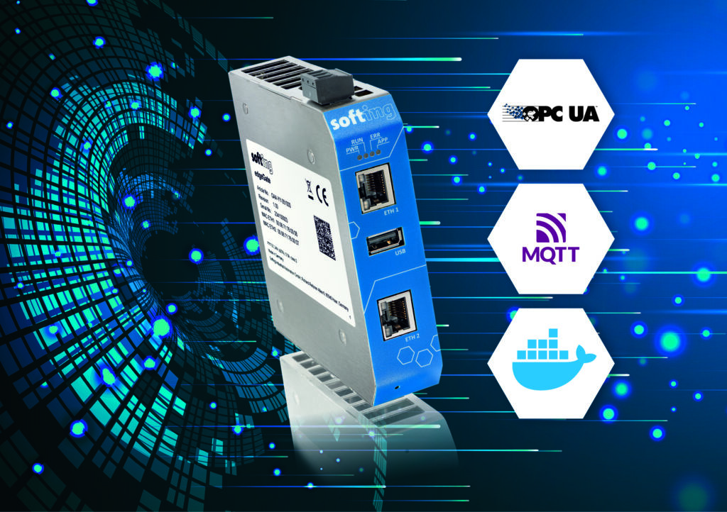 Gateway für Edge und Cloud 1 Das EdgeGate von Softing Industrial vereinfacht die Anbindung von SPS- und CNC-Steuerungen an Managementsysteme mit OPC UA und MQTT.