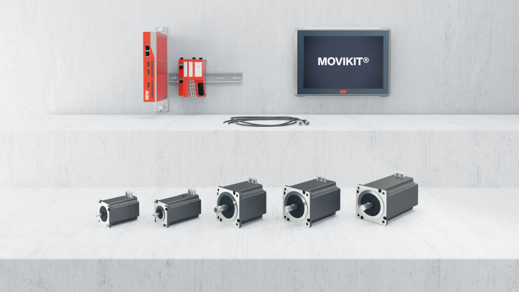 Formatverstellung mit Schrittmotor 1 Die neue Lösung von SEW-Eurodrive erlaubt die Umsetzung von Verstellachsen mit Open-Loop- oder Closed-Loop-Regelung.
