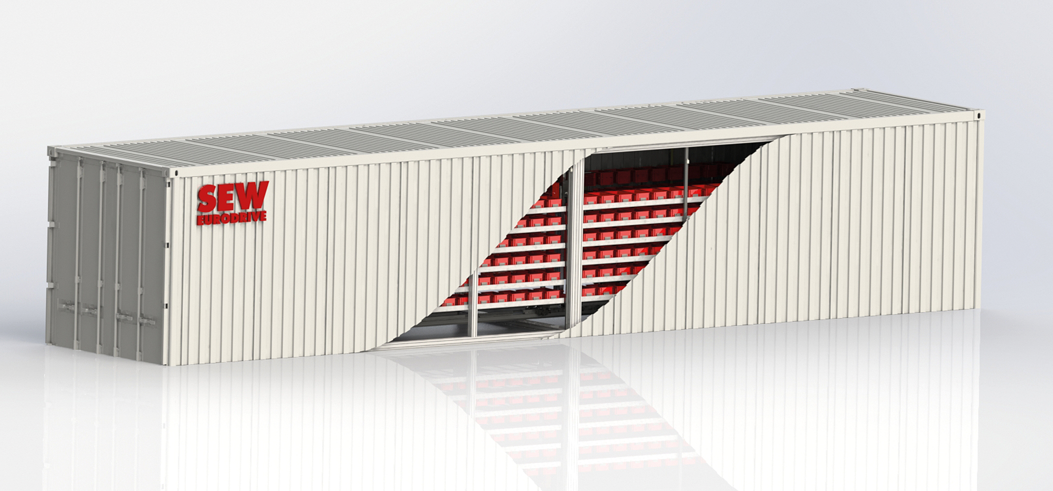 Antriebstechnik von SEW-Eurodrive für Regalbediengerät im Seecontainer 3 Antriebstechnik von SEW-Eurodrive für Regalbediengerät im Seecontainer