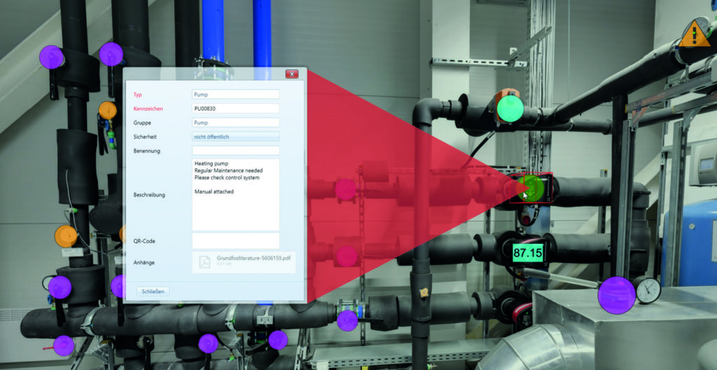 Echtzeitüberwachung leicht gemacht 1 Der Nutzer kann beliebig Objekte im Bildmodell anklicken und Informationen über vorangegangene Arbeitsvorgänge abrufen.