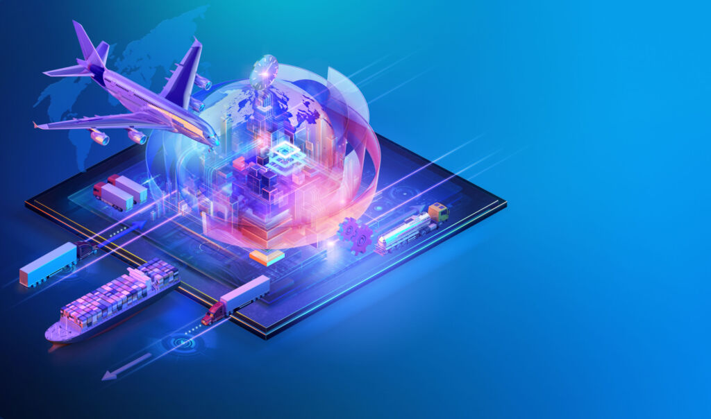 Die Supply Chain sauber halten 1 Isometric global cargo logistic website background design. Maritime air shipping transport logistic warehouse storage concept export import trading cargo international delivery distribution. 3D