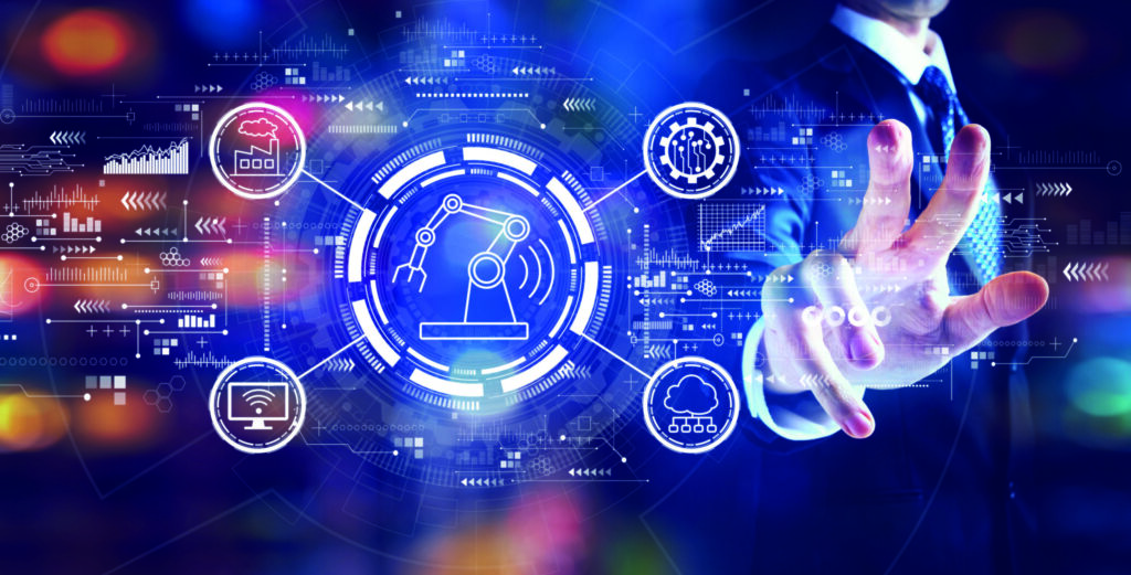 42 Prozent kommen aus Europa 1 Smart industry concept with businessman