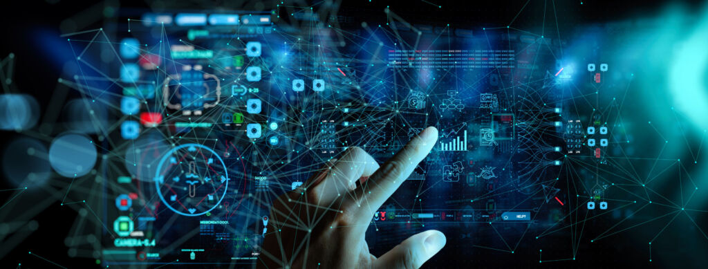 Deutsche Unternehmen zögern bei GenAI-Budget 1 hand working with Business data analytics process management with KPI financial charts and graph marketing dashboard.