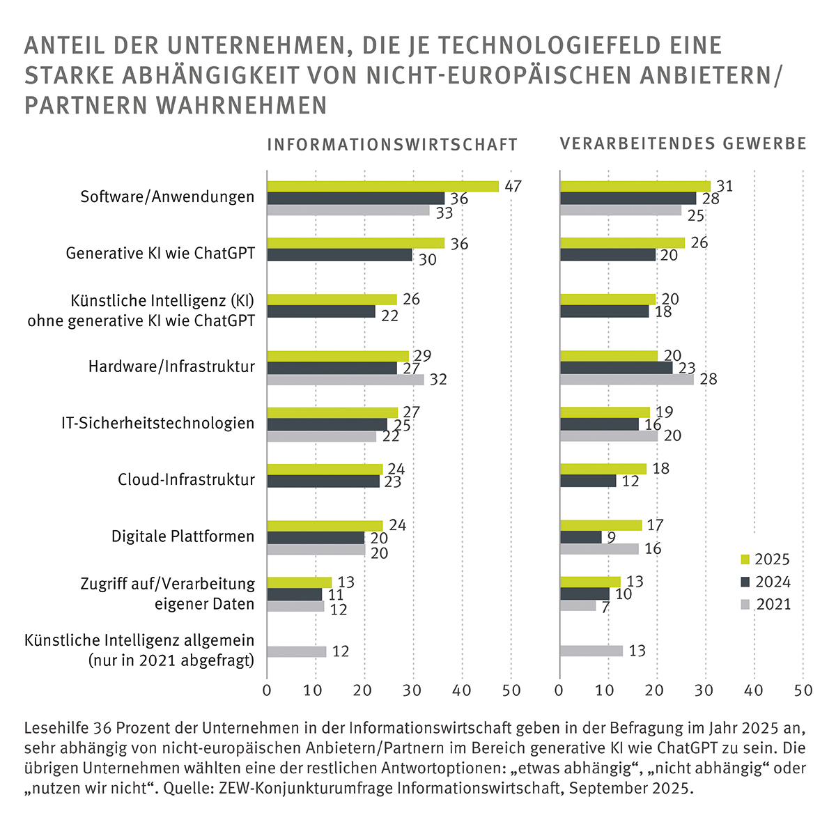 Unternehmen sehen Abhängigkeit bei KI und Software
