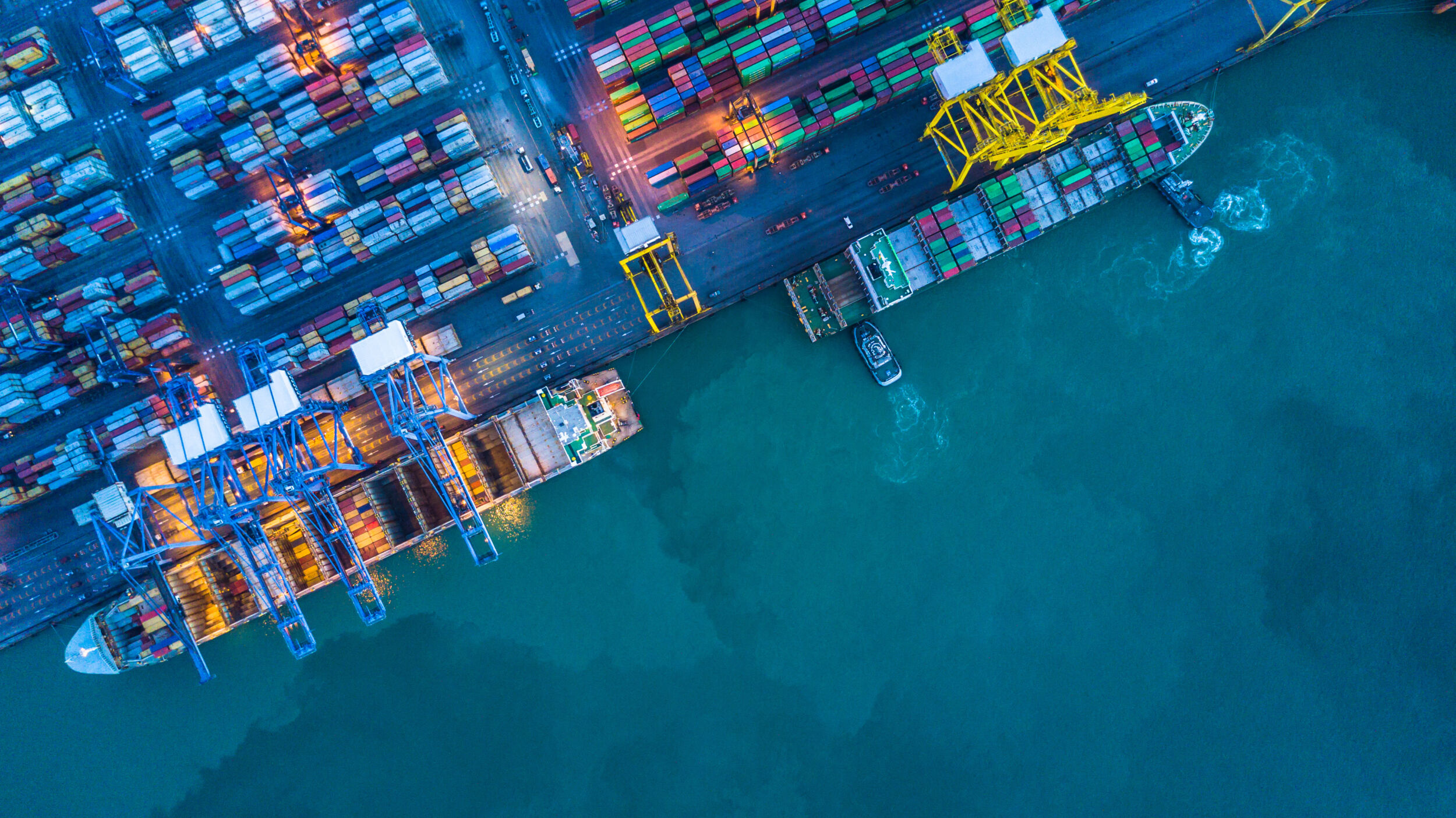 Aerial view of container cargo ship Container Cargo ship in imp