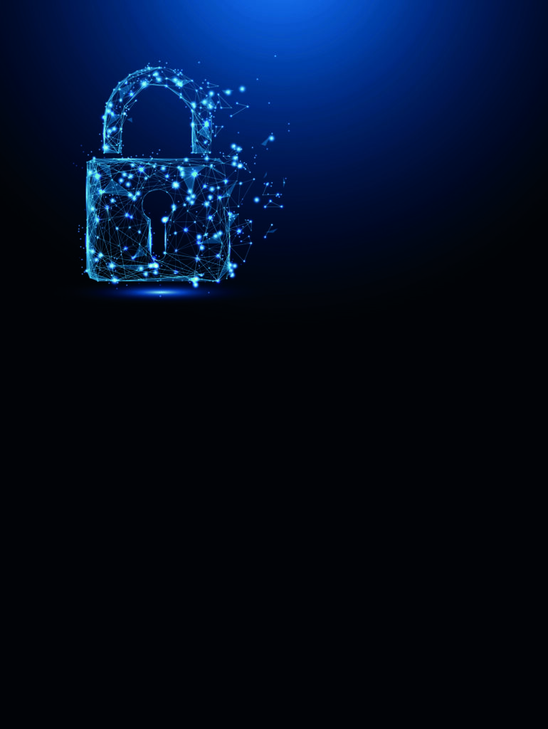 Cyber security concept. Lock symbol from lines and triangles po