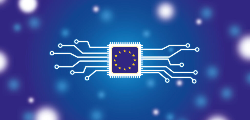 Deutschland im Bitkom-DESI-Index auf Platz 17 1 Chip mit dem Symbol fuer Europa EU