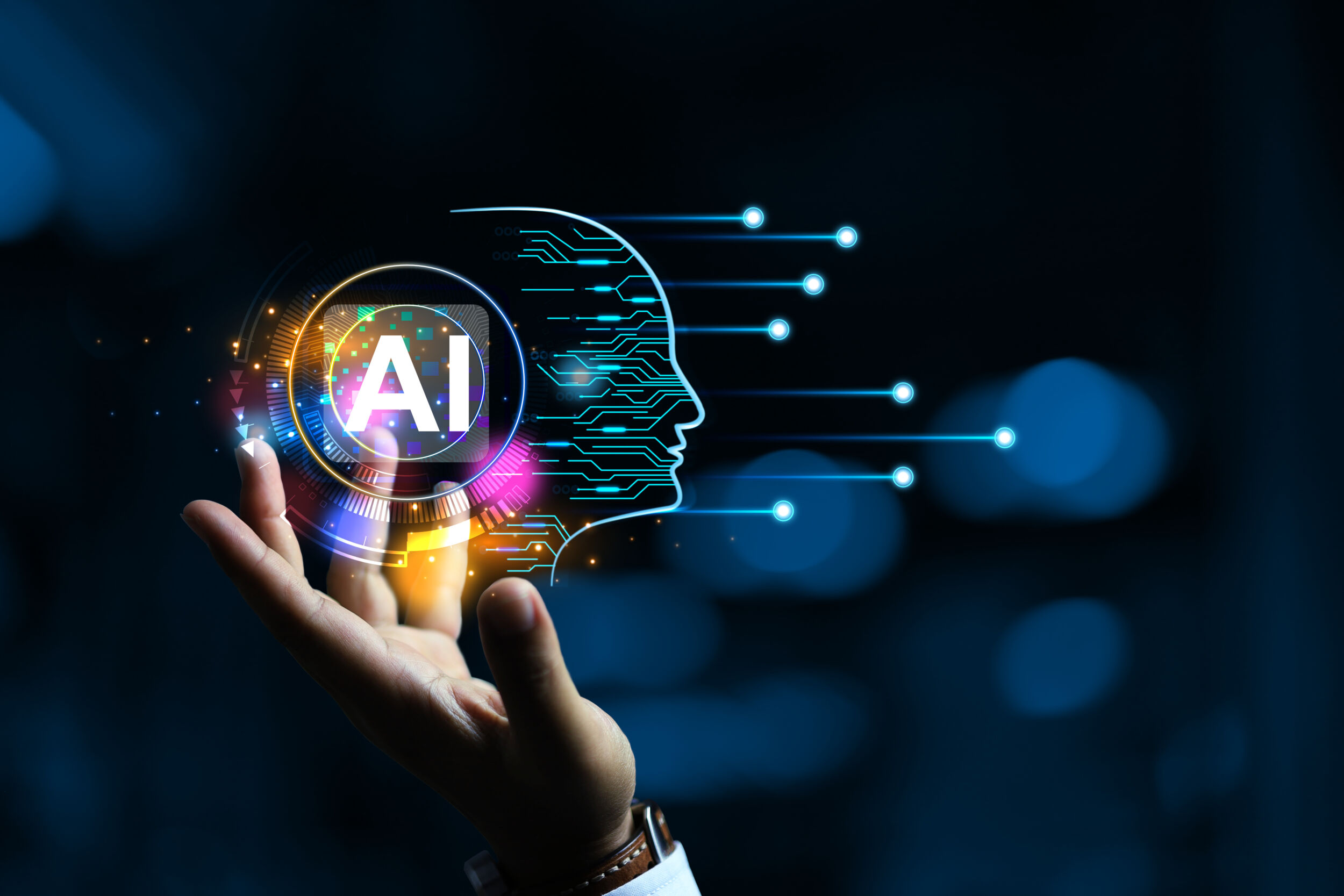 HTEC beschreibt Mythen bei der Bewertung von KI 2 AI generative concept with programmer hand holding virtual comma