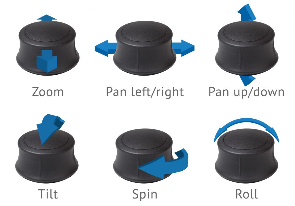 Einhändig alles im Griff 2 Mit den insgesamt sechs Freiheitsgraden der Bedieneinheit lassen sich völlig neue Bedienkonzepte verwirklichen.
