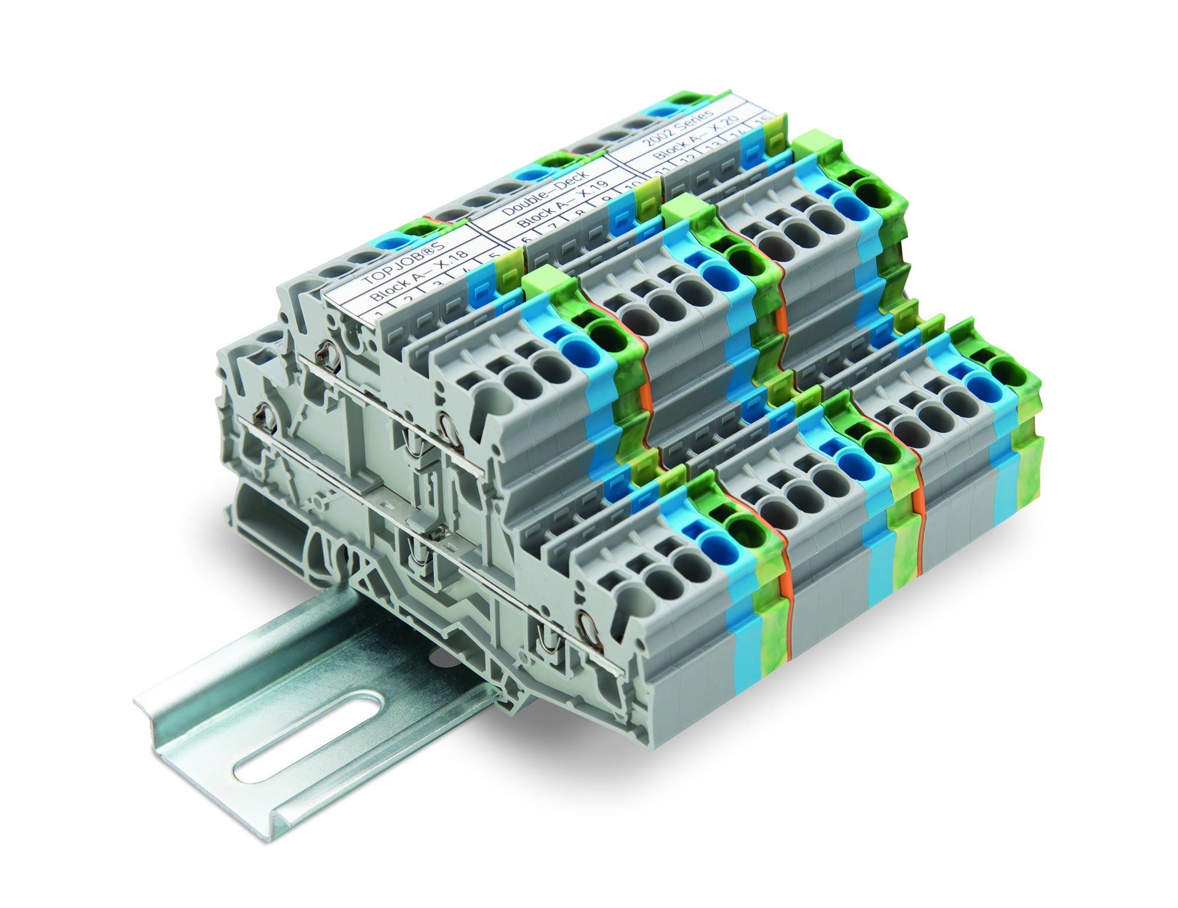 Doppelstockklemmen mit senkrechter Leitereinführung