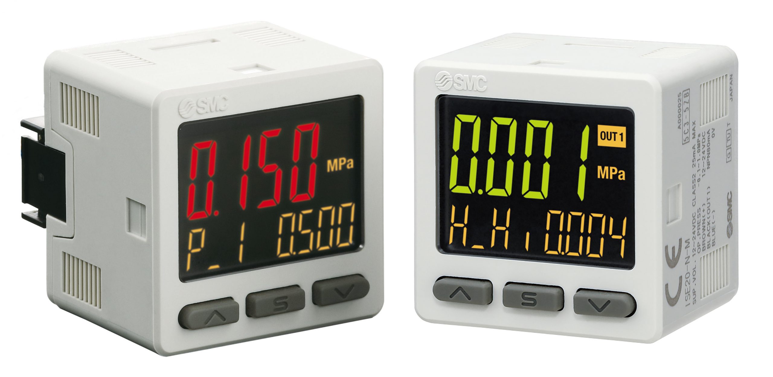 Zweizeiliger Druckschalter für drei Parameter