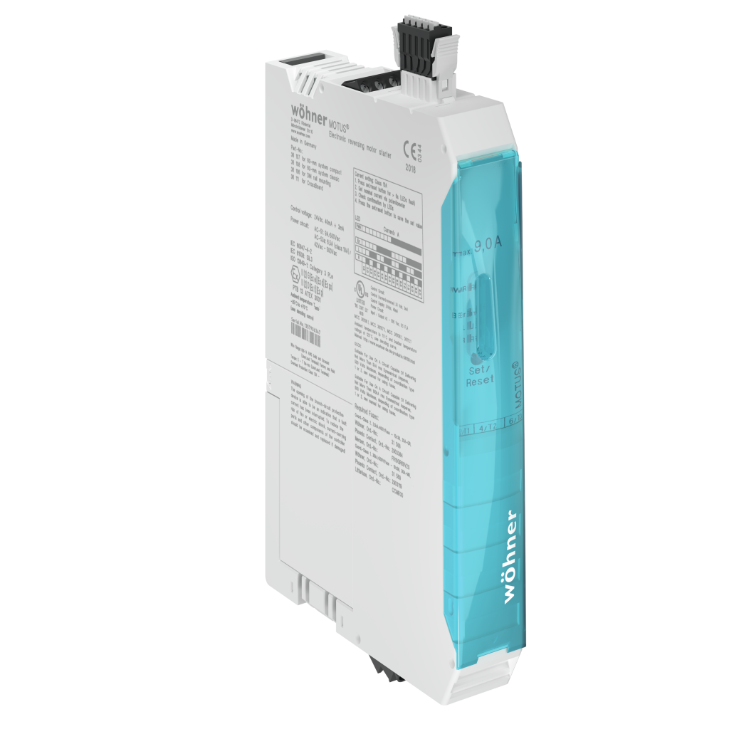 Motorstarter mit IO-Link 1 Der Motorstarter Motus IO-Link von
Wöhner setzt auf die CrossLink-Technik.