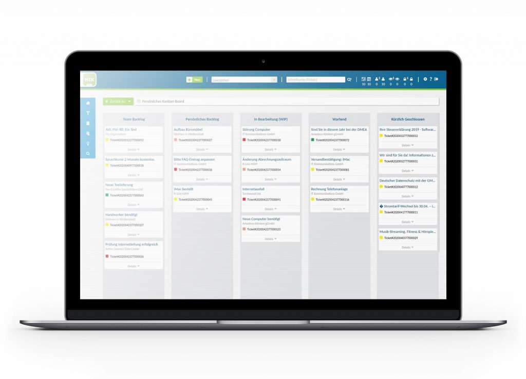 Schnelles Dispatchen von Serviceaufträgen 1 2 produkt kix mockup macbook cloud kanban