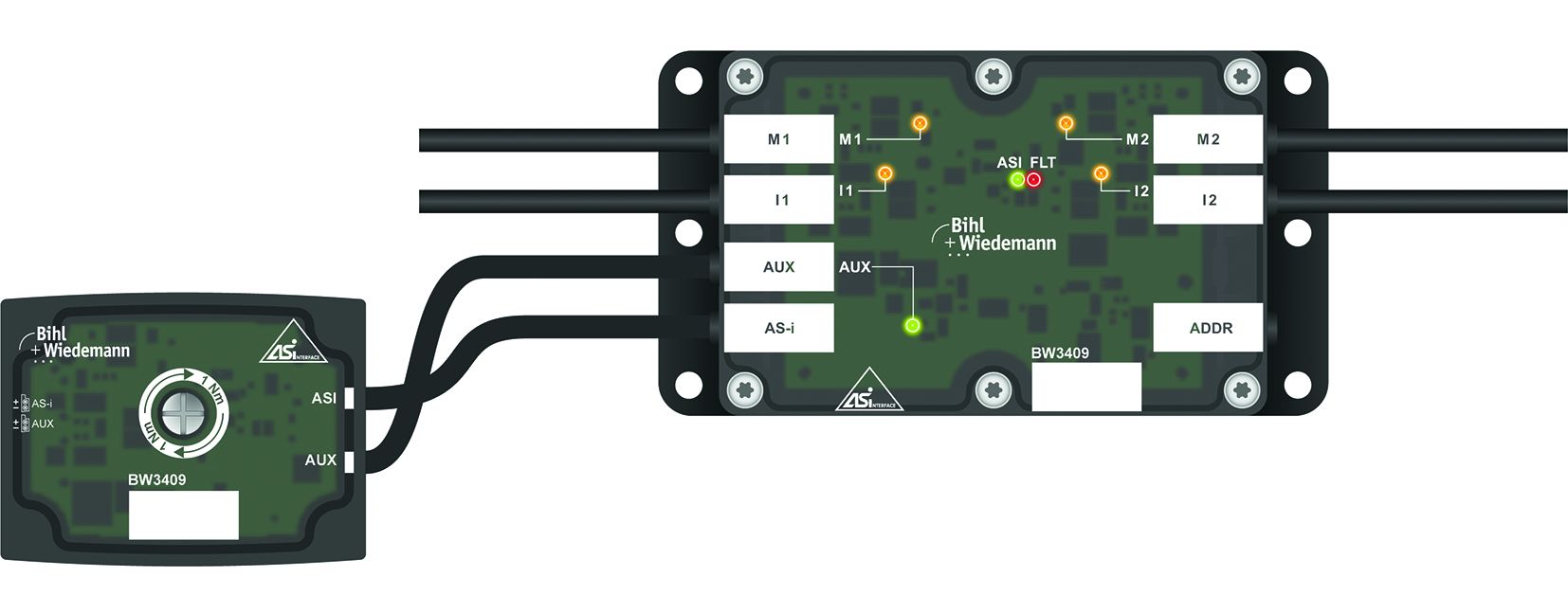 Neues AS-Interface-Motormodul mit Adressierbuchse für den Kabelkanal
