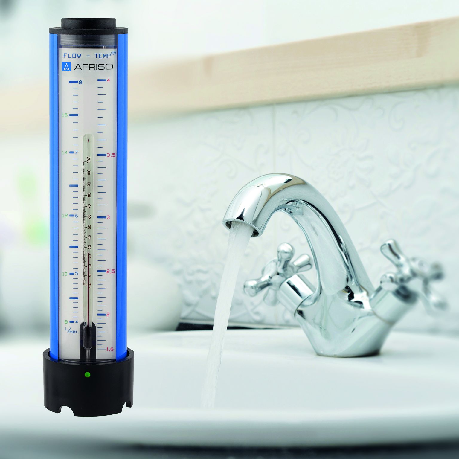 Volumenstrommessung unter dem Wasserhahn