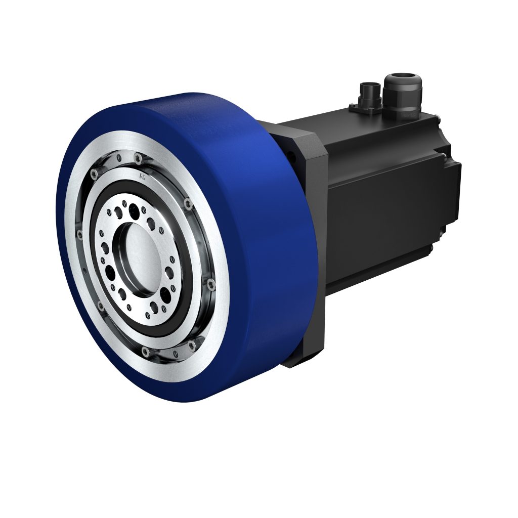 Kombination aus Getriebe, Motor und Regler 1 Für die anspruchsvolle Lagerung bedienen sich die Konstrukteure aus dem Fine-Cyclo-Getriebebaukasten und kombinieren diese mit langlebigen Zykloidgetrieben aus der Altax-Reihe.