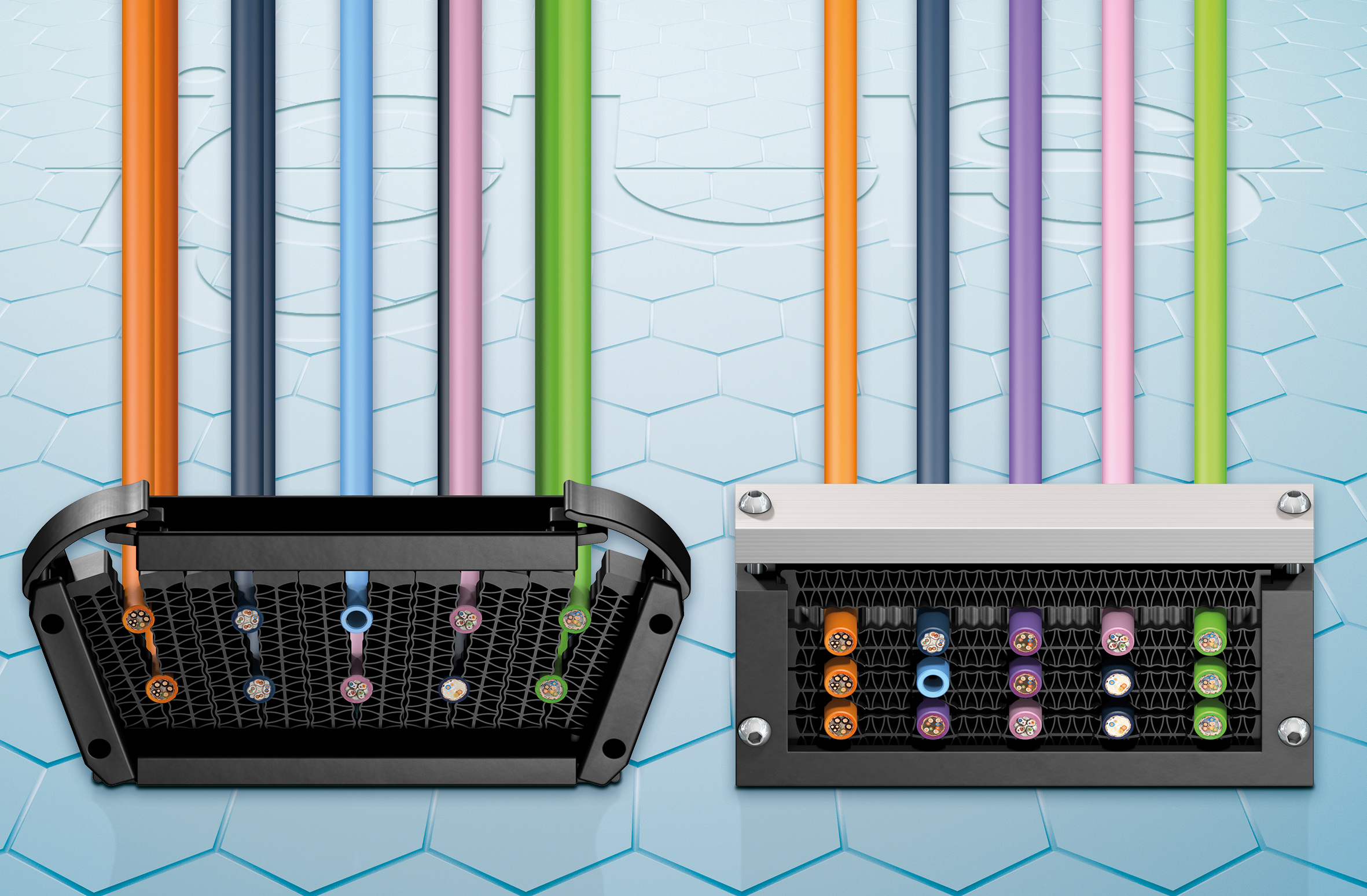 Wabensystem als Zugentlastung für Leitungen 10 Wabensystem als Zugentlastung für Leitungen