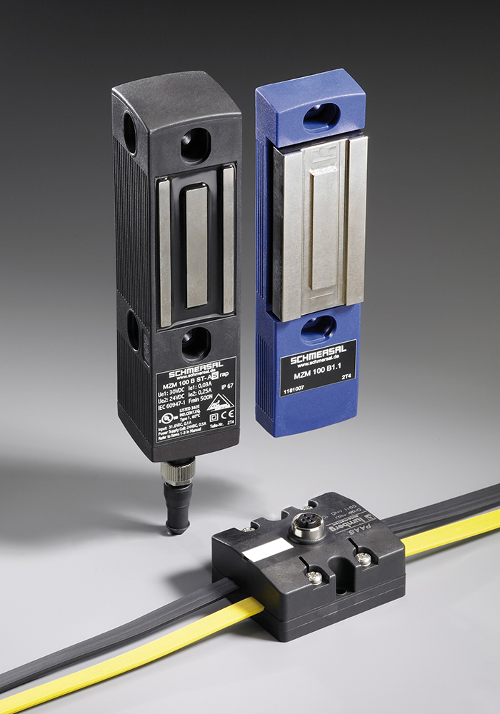 Zwei Welten wachsen zusammen 4 Berührungslose Sicherheitszuhaltung MZM 100 – hier in der Version für die Integration in ASi SaW-Netzwerke.