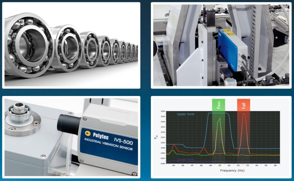 Ganz genau hingehört 1 Steigende Anforderungen favorisieren bei der Wälzlager-Prüfung (gemäß DIN ISO15242-1:2011-09) zunehmend
optische Messverfahren gegenüber taktiler Sensorik. Die automatisierte Prüfung kann mit dem Laservibrometer IVS-500 erfolgen.