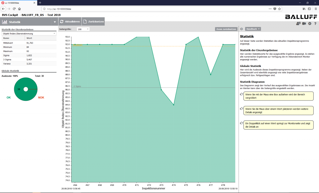 Vision für Jedermann 2 Bild 2 | Im Statistikmodus erhält der Anwender wichtige Einblicke über die Produktionsqualität.