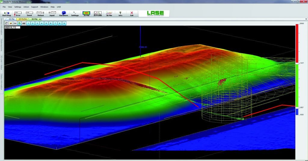 Jede Menge Kohle 1 Die erzeugte 3D-Darstellung des gesamten Haldenprofils wird mit einem Null-Profil abgeglichen, das während der Kalibrierung bzw. Erst-Inbetriebnahme ermittelt wurde.