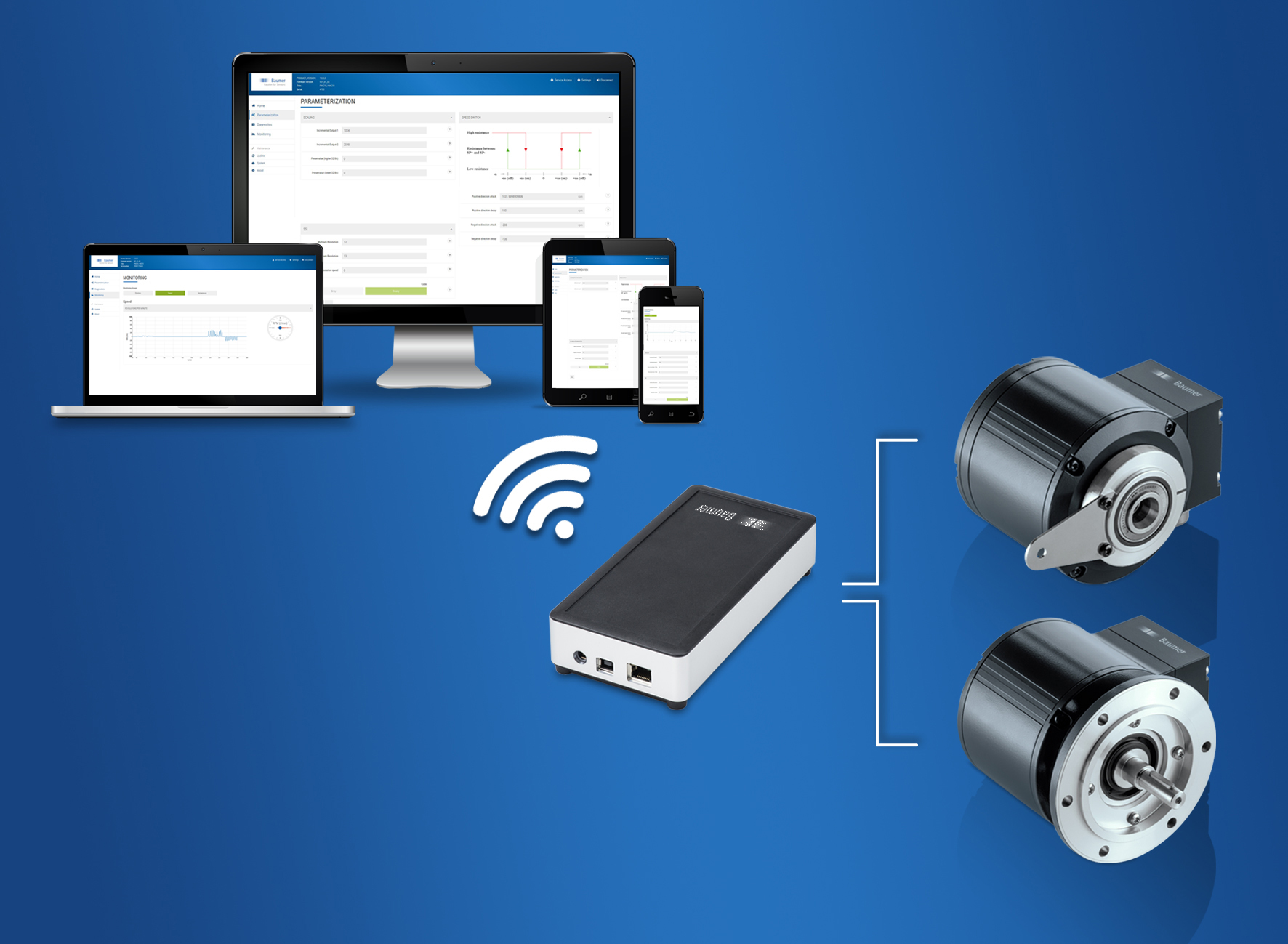 Drehgeber-Parametrierung über WLAN