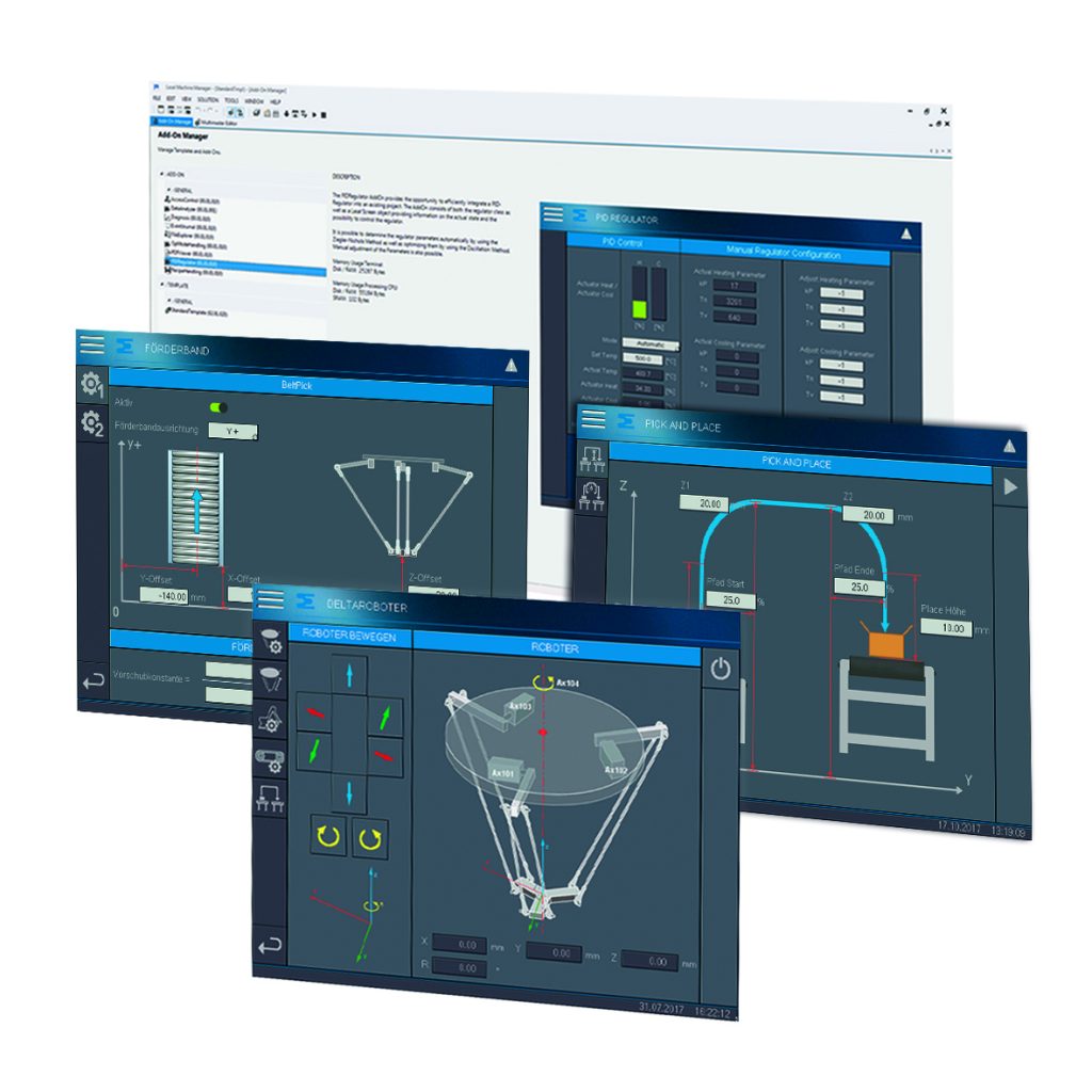 Startklar für die Smart Factory 1 Ready-to-use: Mit den Lasal Add-Ons kann z.B. die Steuerung eines Deltaroboters inklusive Visualisierung menügeführt mit wenigen Mausklicks erstellt werden.